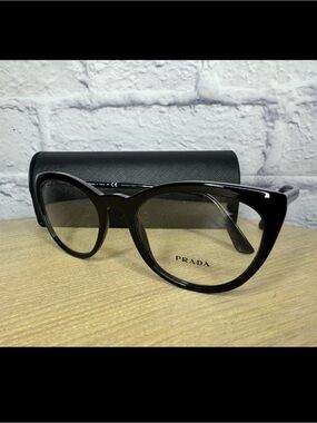 Prada Glossy Black Cat-Eye Optical Glasses